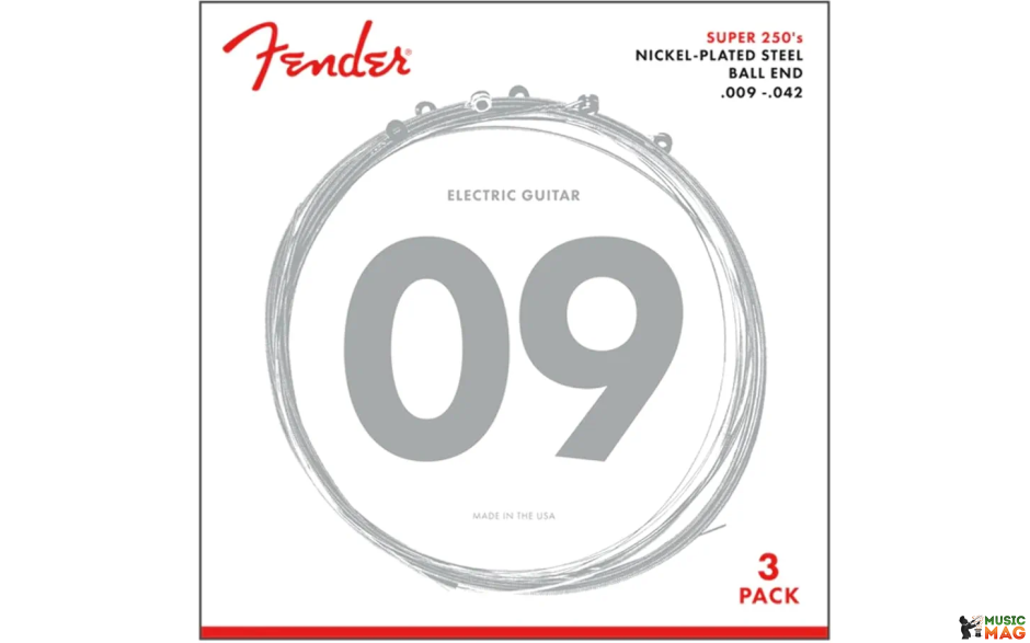 FENDER SUPER 250L NICKEL-PLATED STEEL GUITAR STRINGS - 3 PACK