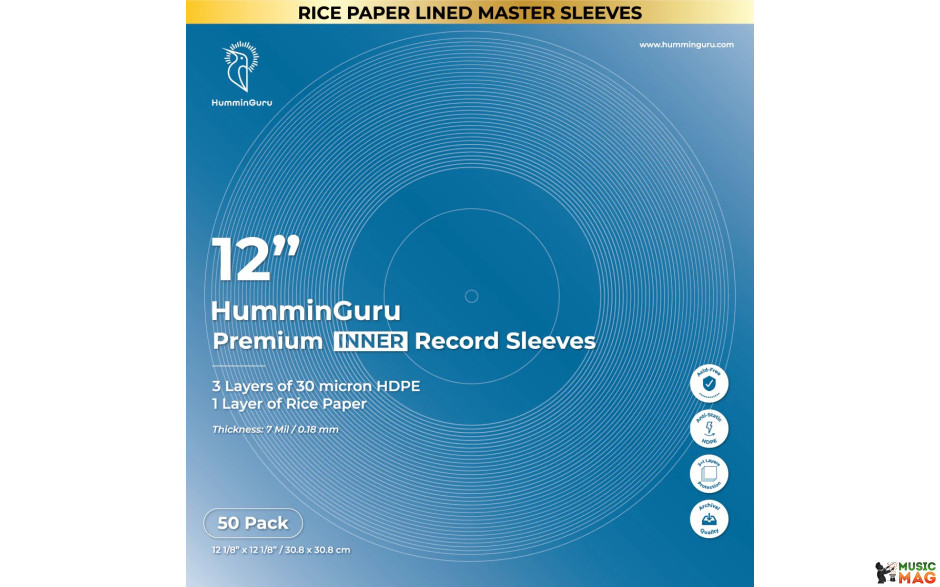 HumminGuru 12" Premium Inner Record Sleeves (50 Pack)