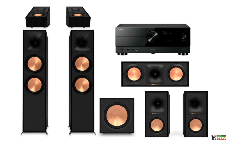 Yamaha RX-A2A + Klipsch R-800F + R-50M + R-50C + R-40SA + R-121SW
