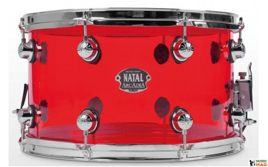 NATAL DRUMS ARCADIA ACRYLIC SNARE DRUM TRANSPARENT RED