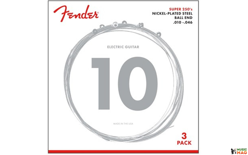 FENDER SUPER 250R NICKEL-PLATED STEEL GUITAR STRINGS 3 PACK