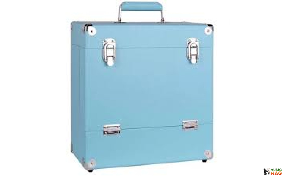 Retro Musique 12 Inch Wooden Vinyl Storage Case For 35 Lps - Turquiose Leather Style