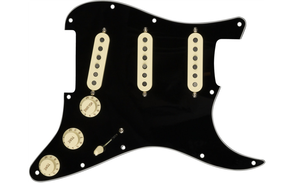 FENDER PRE-WIRED STRAT PICKGUARD CUSTOM SHOP FAT 50'S SSS BLACK