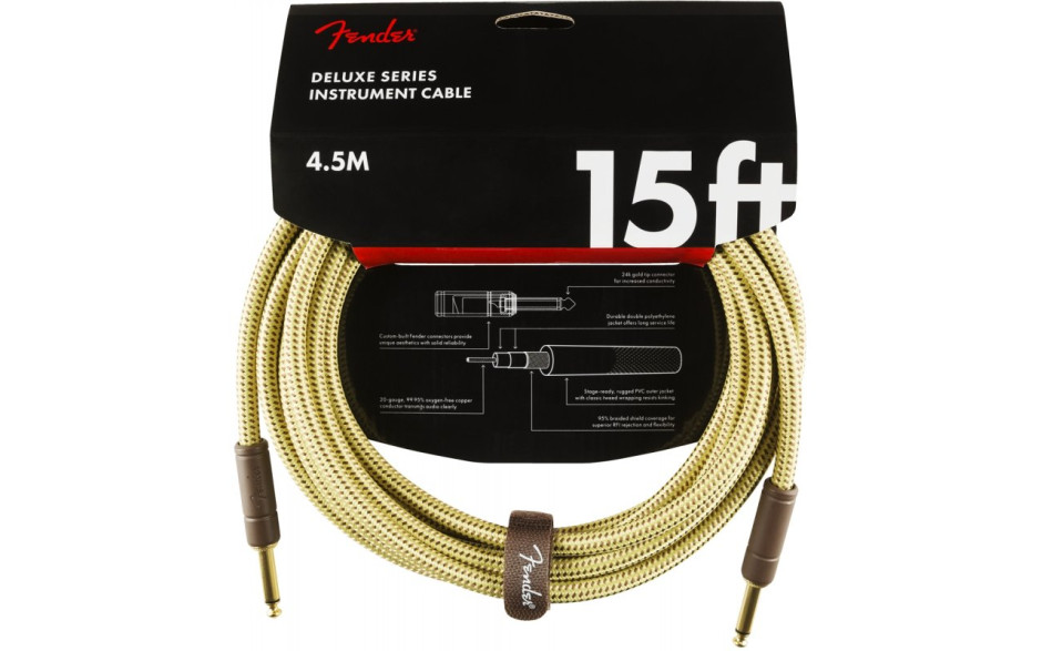FENDER CABLE DELUXE SERIES 15' TWEED