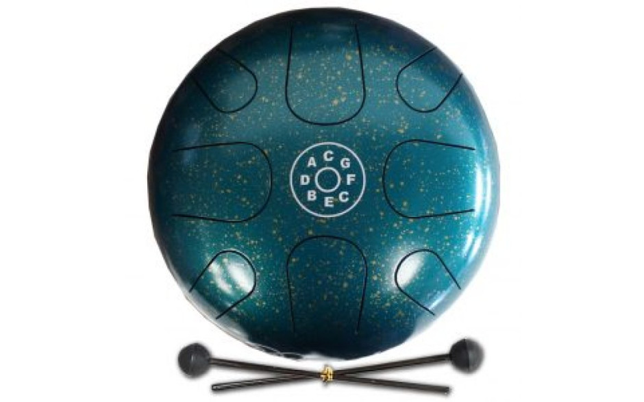 PALM PERCUSSION METAL TONGUE DRUM 8 LEAFS SPOT GREEN
