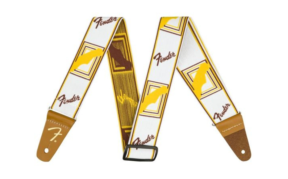 FENDER 2" WEIGHLESS MONOGRAMMED STRAP WHITE/BROWN/YELLOW