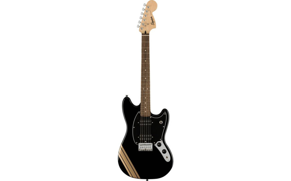 SQUIER by FENDER BULLET MUSTANG FSR HH BLACK w/COMPETITION STRIPES
