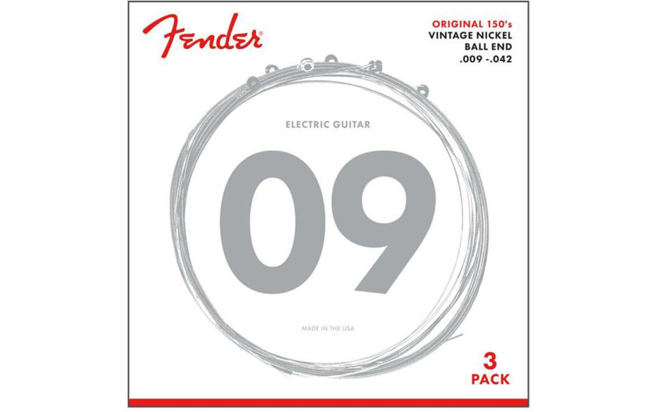 FENDER ORIGINAL 150'S 009-.042 PURE NICKEL GUITAR STRINGS - 3 PACK