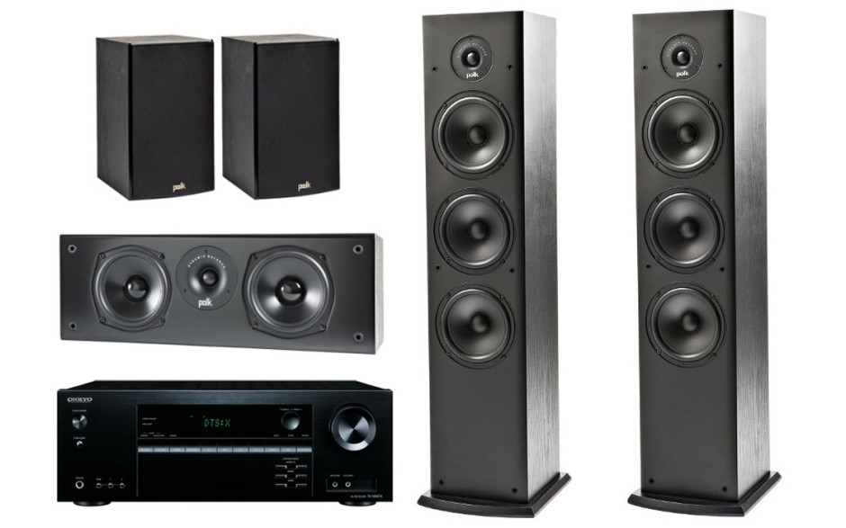 Polk Audio Set 5.0 Polk Audio T50 / T15 / T30 Black + AV Onkyo TX-NR474 Black