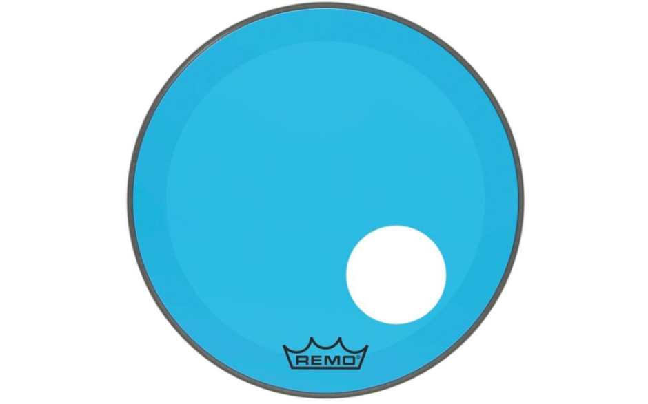 REMO POWERSTROKE3 22" COLORTONE BLUE WITH 5" OFFSET HOLE