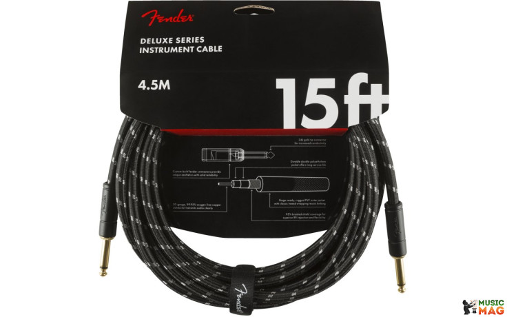 FENDER CABLE DELUXE SERIES 15' BLACK TWEED