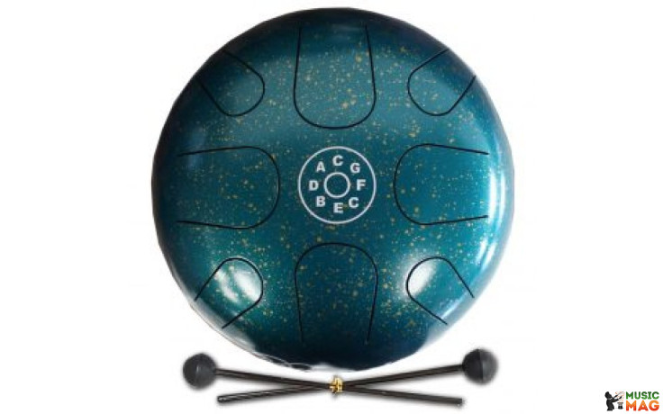 PALM PERCUSSION METAL TONGUE DRUM 8 LEAFS SPOT GREEN
