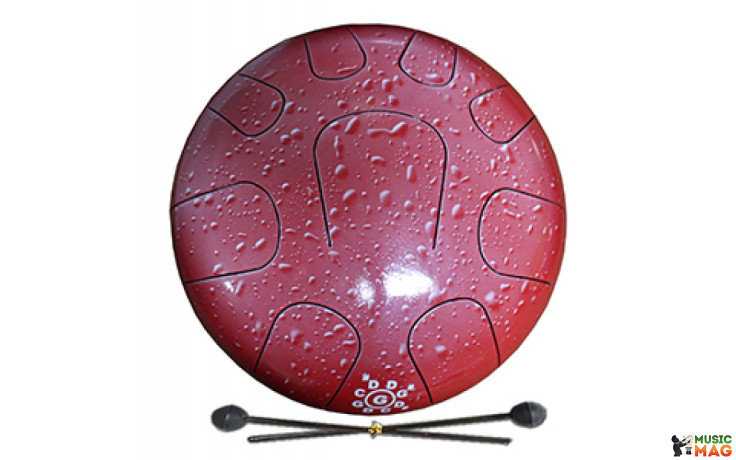 PALM PERCUSSION METAL TONGUE DRUM 9 LEAFS RED SPLASH