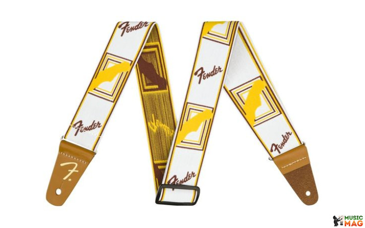 FENDER 2" WEIGHLESS MONOGRAMMED STRAP WHITE/BROWN/YELLOW