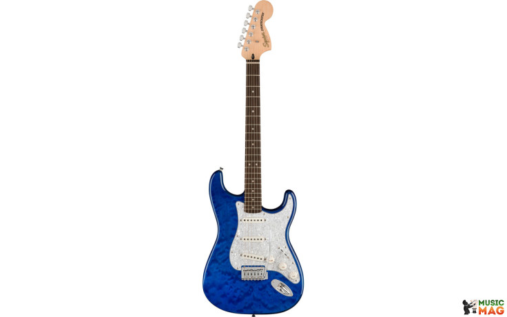 SQUIER by FENDER AFFINITY SERIES FSR STRATOCASTER QMT SAPPHIRE BLUE TRANSPARENT