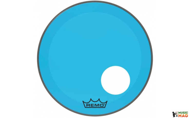 REMO POWERSTROKE3 22" COLORTONE BLUE WITH 5" OFFSET HOLE