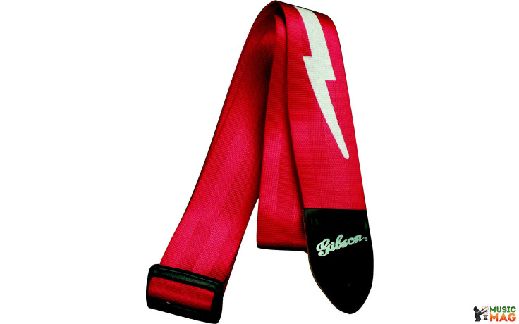 Gibson ASGSBL-20 LIGHTNING BOLT STYLE 2' SAFETY STRAP - FERRARI RED
