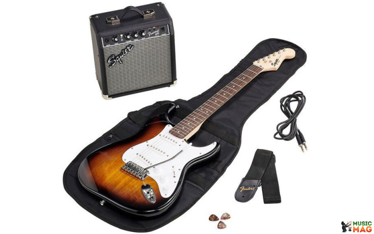 SQUIER by FENDER STRATOCASTER PACK LR BROWN SUNBURST GIG BAG 10G - 230V EU