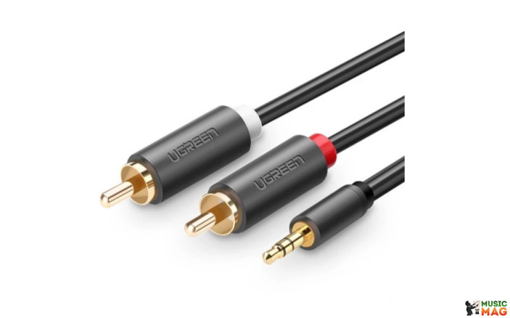 UGREEN AV102 3.5 mm to 2RCA Audio Cable, 0.5 m Gray