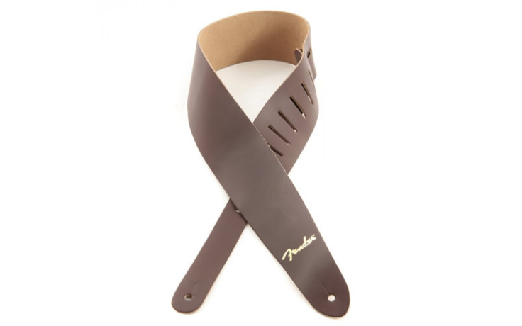 Fender GUITAR STRAP PLAIN LEATHER BROWN W/GOLD LOGO