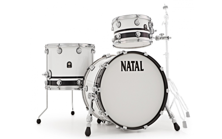 NATAL DRUMS CAFE RACER PIANO WHITE BLACK SPARKLE DOUBLE SPLIT