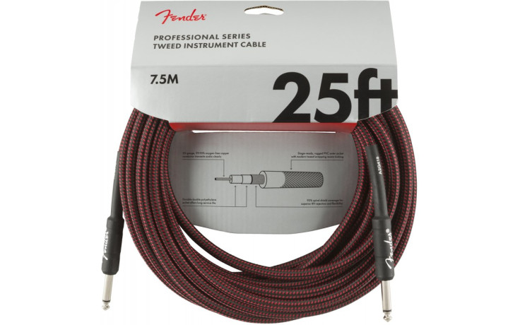 FENDER CABLE PROFFESIONAL SERIES 25' RED TWEED