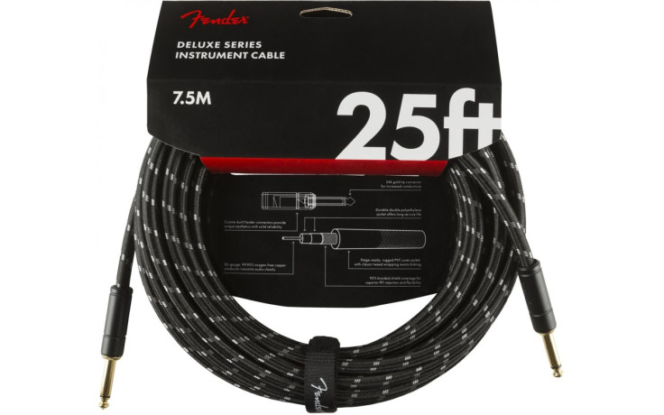 FENDER CABLE DELUXE SERIES 25' BLACK TWEED
