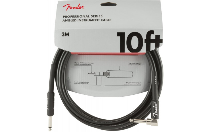 FENDER CABLE PROFESSIONAL SERIES 10' ANGLED BLACK