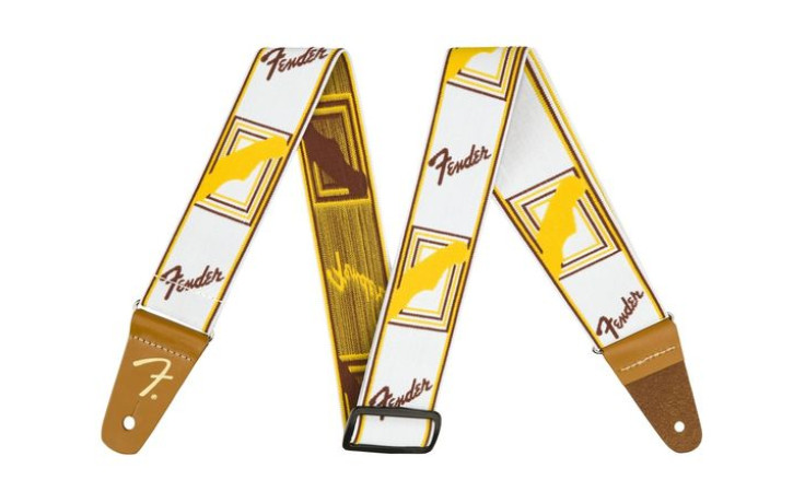 FENDER 2" WEIGHLESS MONOGRAMMED STRAP WHITE/BROWN/YELLOW