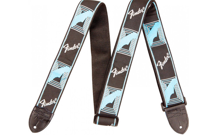 FENDER 2 MONOGRAMMED BLACK LIGHT GREY MEDIUM BLUE STRAP