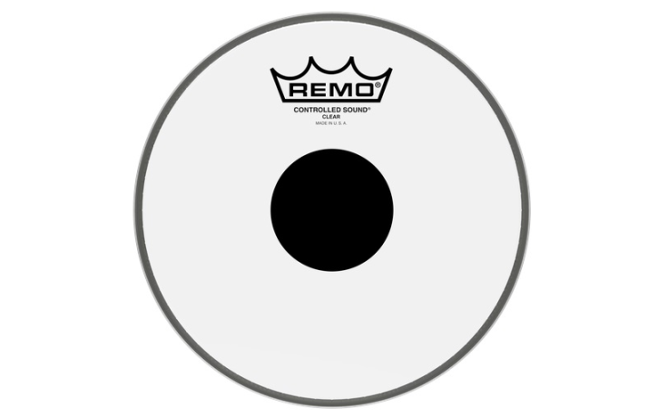 REMO Batter, CONTROLLED SOUND®, Clear, 8" Diameter, BLACK DOT™ On Top
