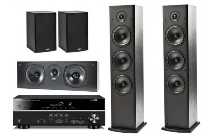 Polk Audio Set 5.0 Polk Audio T50 / T15 / T30 Black + AV Yamaha RX-V483