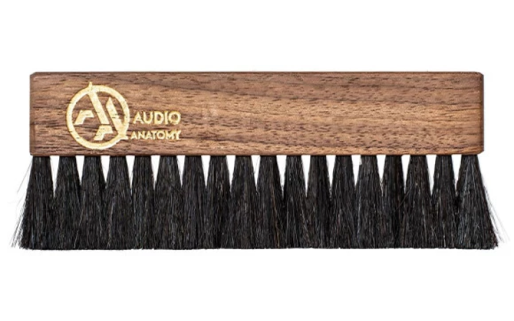 Audio Anatomy Walnut Wood Brush With Antistatic Goat And Nylon Fiber - Deluxe Dry & Wet Cleaning
