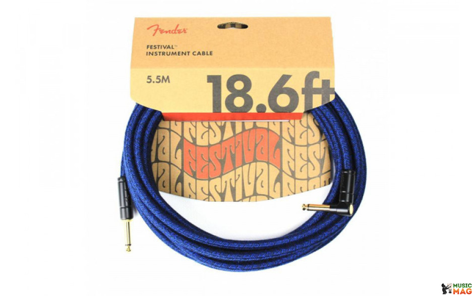 FENDER 18.6' ANGLED FESTIVAL INSTRUMENT CABLE PURE HEMP BLUE DREAM