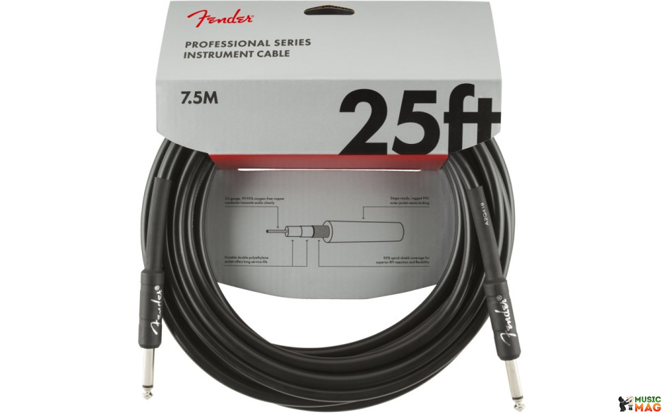 FENDER CABLE PROFFESIONAL SERIES 25' BLACK