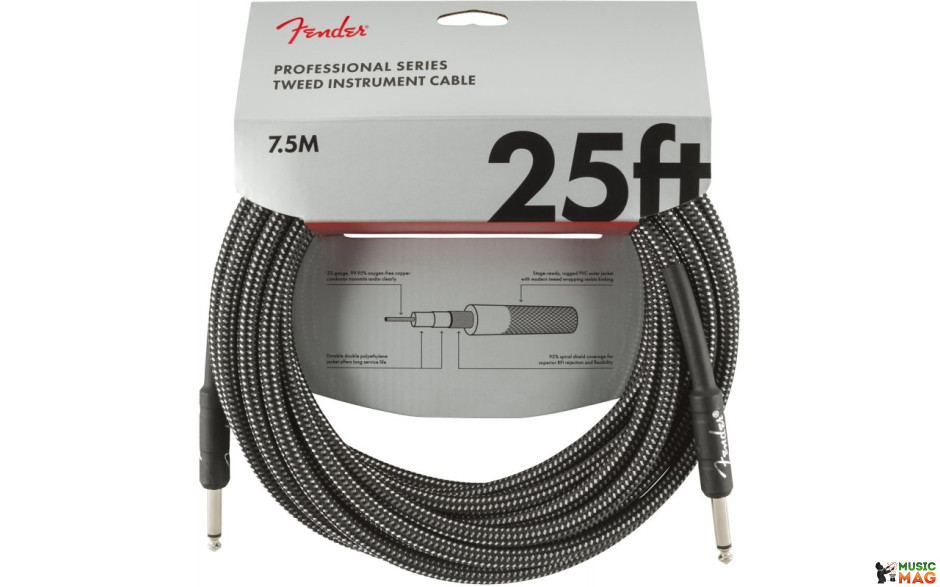 FENDER CABLE PROFFESIONAL SERIES 25' GREY TWEED