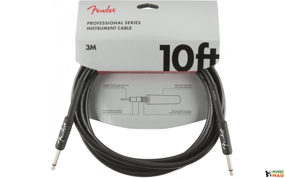 FENDER CABLE PROFESSIONAL SERIES 10' BLACK