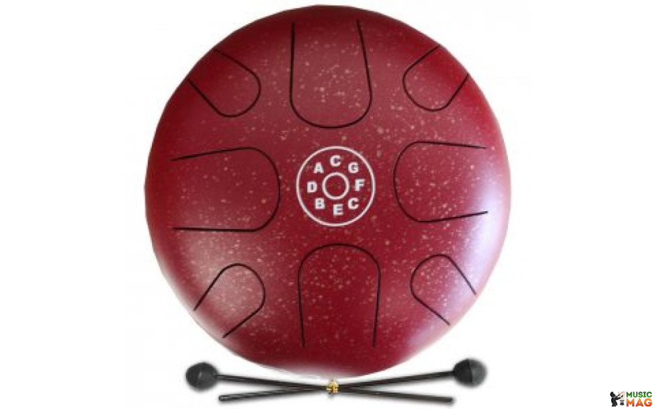 PALM PERCUSSION METAL TONGUE DRUM 8 LEAFS SPOT RED DOFF