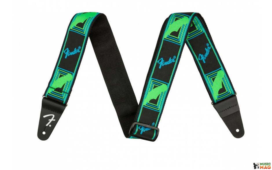 FENDER STRAP NEON MONOGRAMMED GREEN BLUE