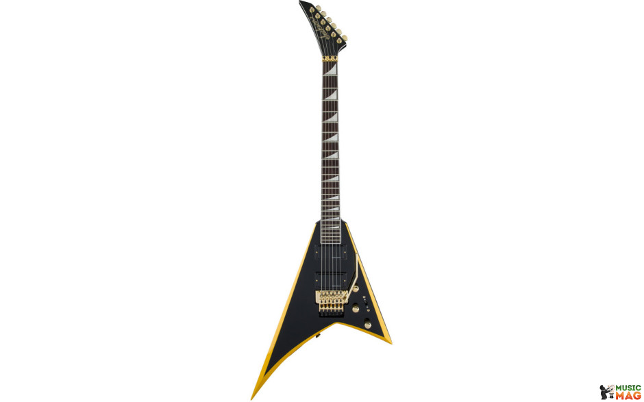 JACKSON X SERIES RHOADS RRX24 BLACK WITH YELLOW BEVELS