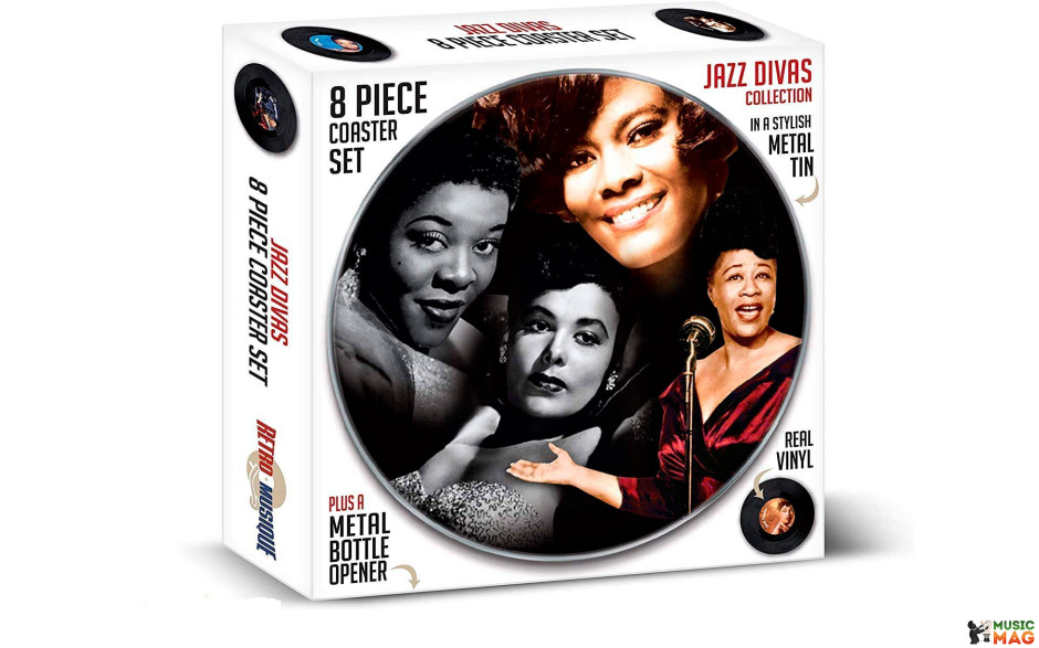 Retro Musique Jazz Divas - 8 Pieces Coaster Set With Real Vinyl Coasters