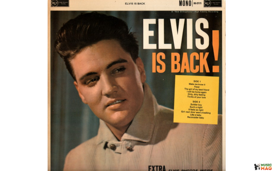 ELVIS PRESLEY - ELVIS IS BACK 1960/2013 (950642, LTD., 180 gm., Orange) WAXTIME IN COLOR/EU MINT (8436559464659)