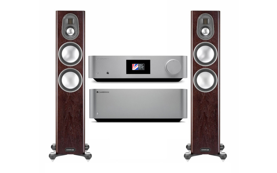 Cambridge Audio EDGE W + Cambridge Audio EDGE NQ + Monitor Audio Gold 200 Dark Walnut