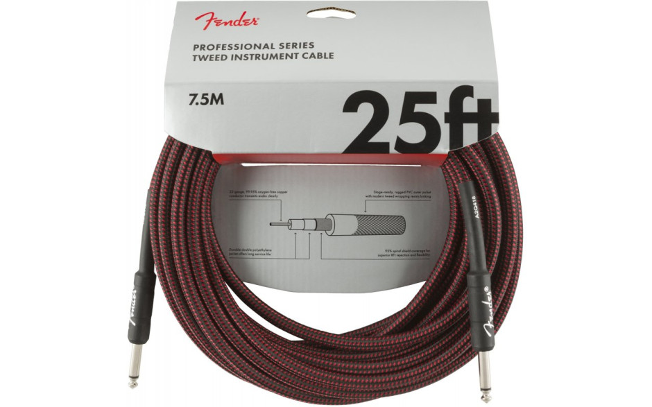 FENDER CABLE PROFFESIONAL SERIES 25' RED TWEED