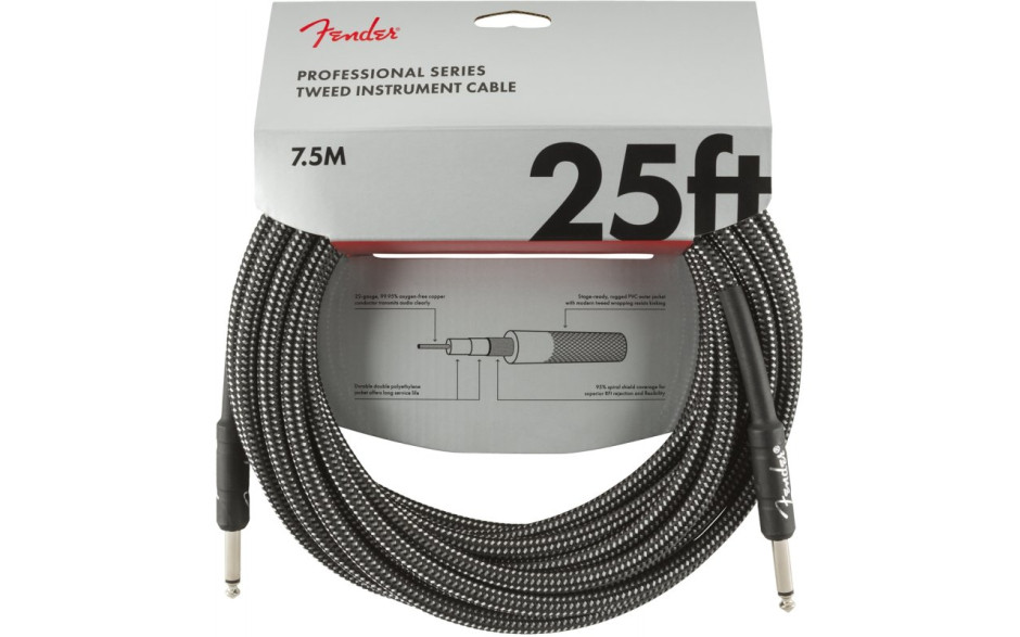 FENDER CABLE PROFFESIONAL SERIES 25' GREY TWEED