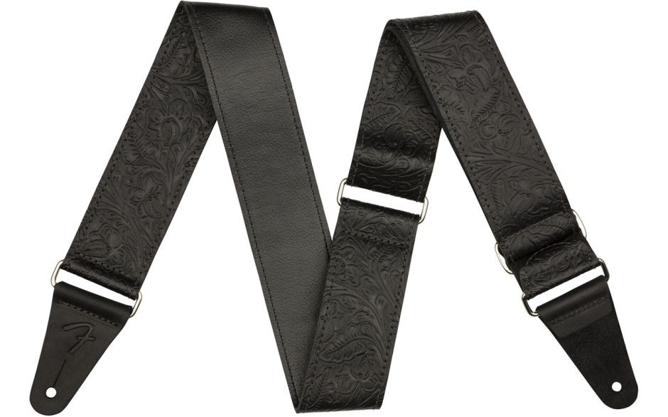 FENDER 2" TOOLED LEATHER STRAP BLACK