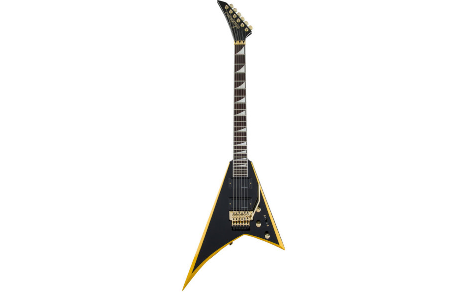 JACKSON X SERIES RHOADS RRX24 BLACK WITH YELLOW BEVELS