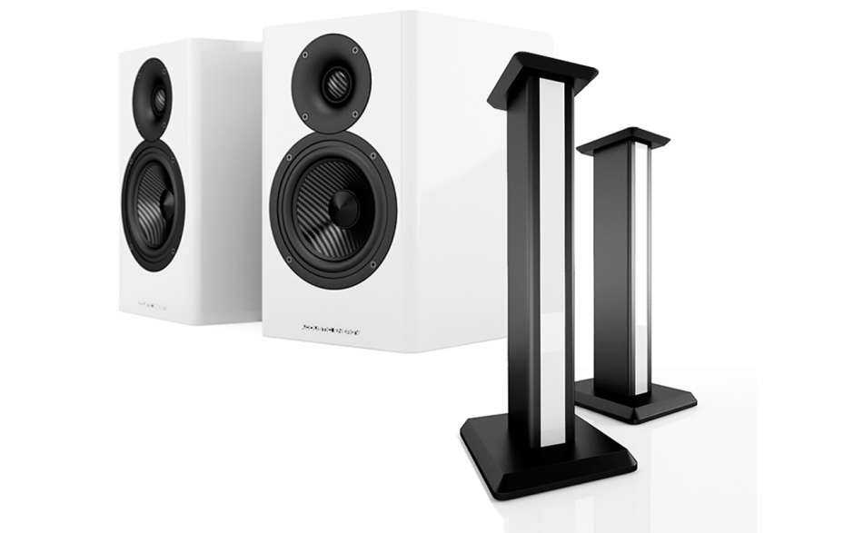Acoustic Energy AE500s & Stands package Piano Gloss White Piano