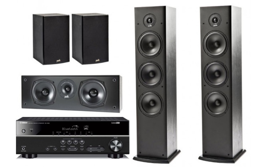 Polk Audio Set 5.0 Polk Audio T50 / T15 / T30 Black + AV Yamaha RX-V483