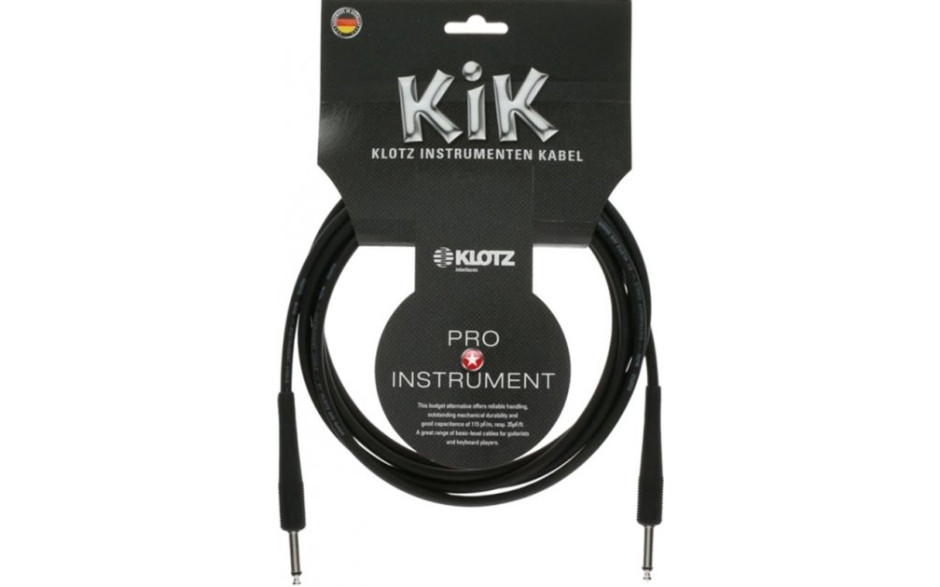 KLOTZ KIK INSTRUMENT CABLE BLACK 4.5 M